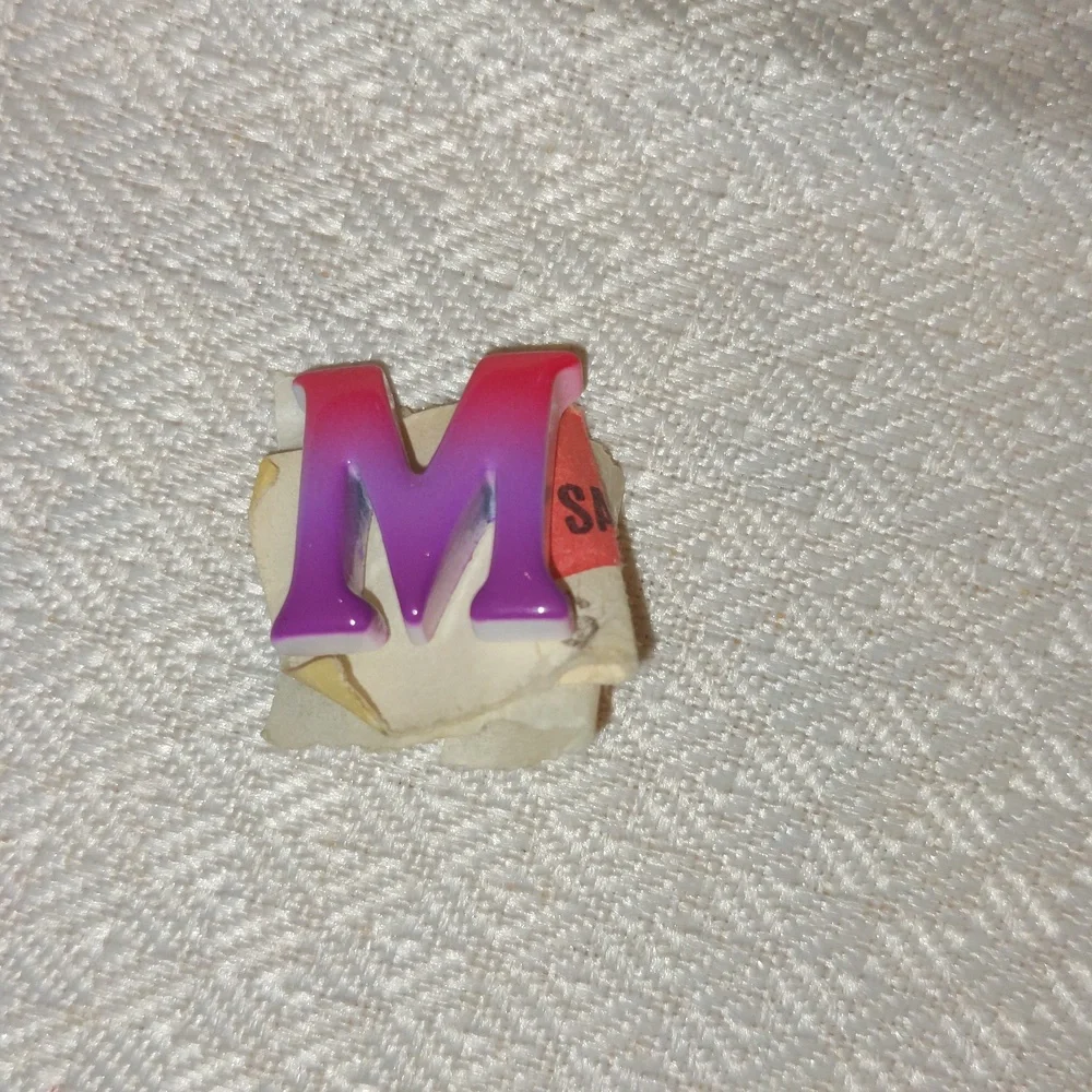 Vintage Lapel Pin - Letter / Initial M Monogram Pink Purple Ombre 80s Never Worn